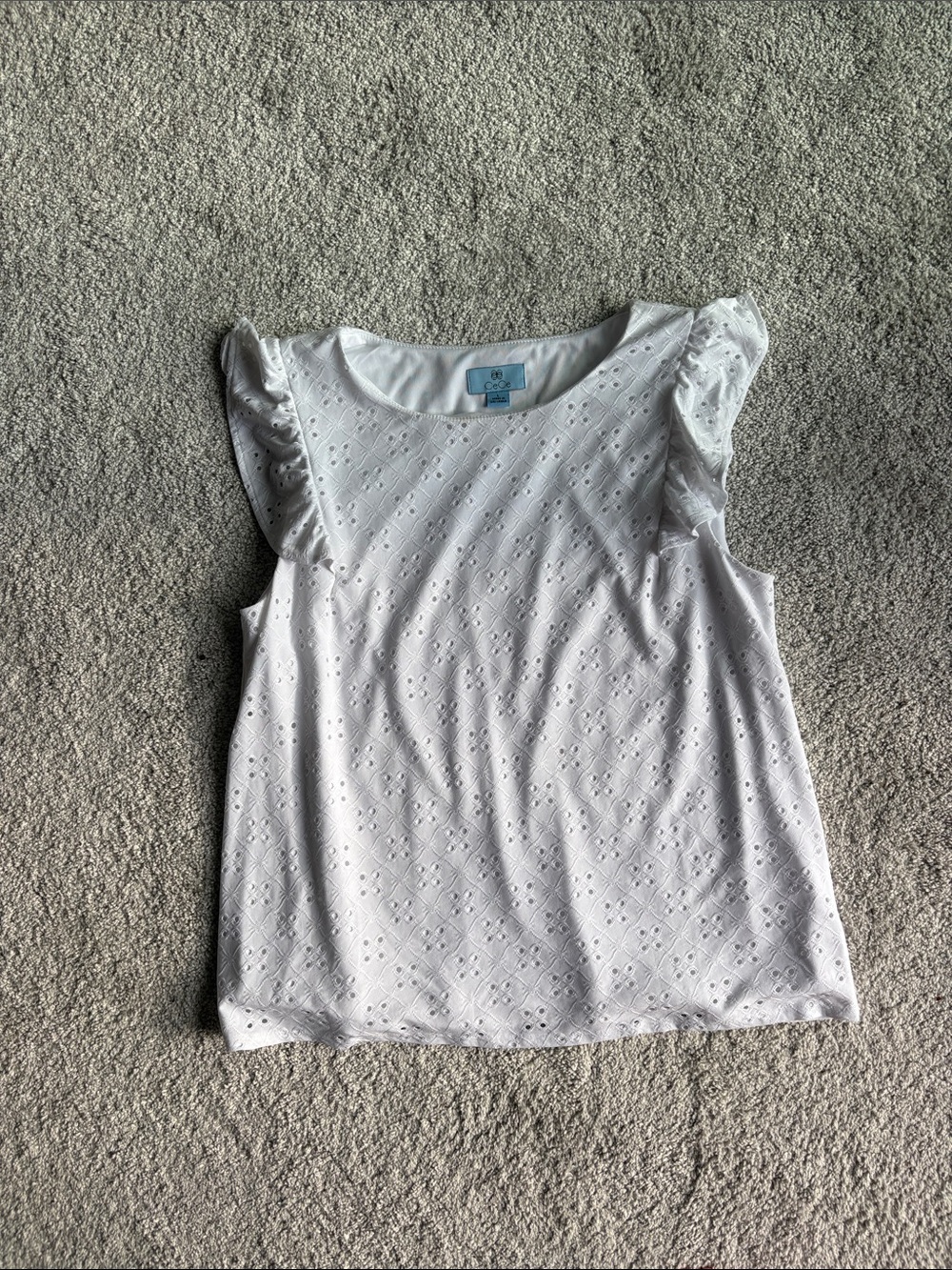 CeCe White Eyelet Ruffle Shoulder Camisole